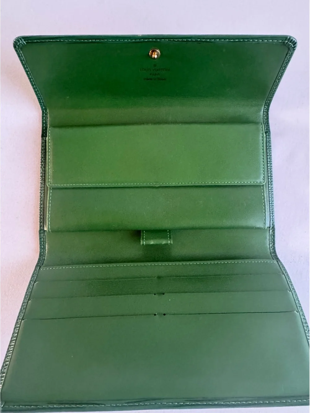 Louis Vuitton Porte-Trésor International Wallet Green Epi Leather Spain COA